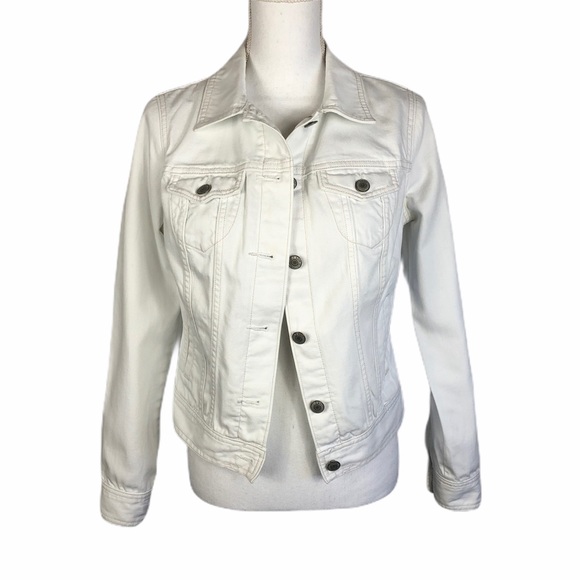 Old Navy White Denim Jean Jacket, Size Small - Picture 1 of 8